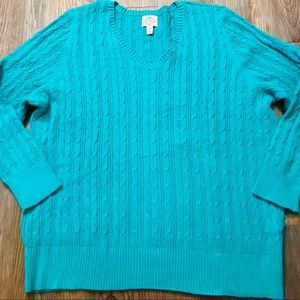 🦋 St Johns Bay Turquoise V Neck Sweater 3X 🦋